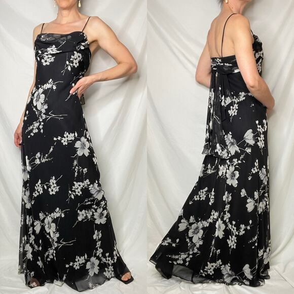 Cache prom dress vintage rhinestone beaded floral maxi gown cocktail formal S - Picture 12 of 17